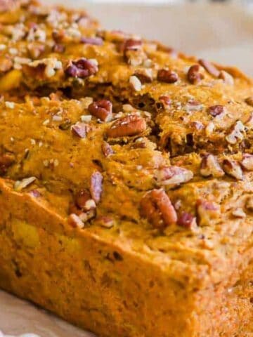 Close-up image of spiced carrot bread.