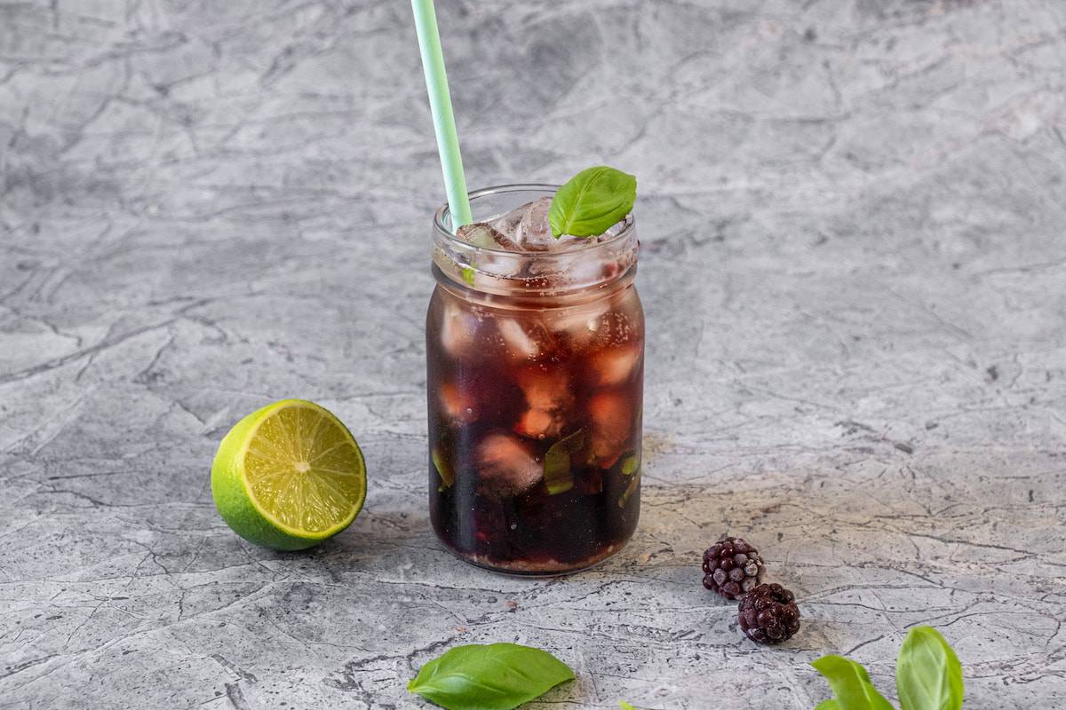 Blackberry iced tea with lime and easy mixed citrus liqueur recipe.