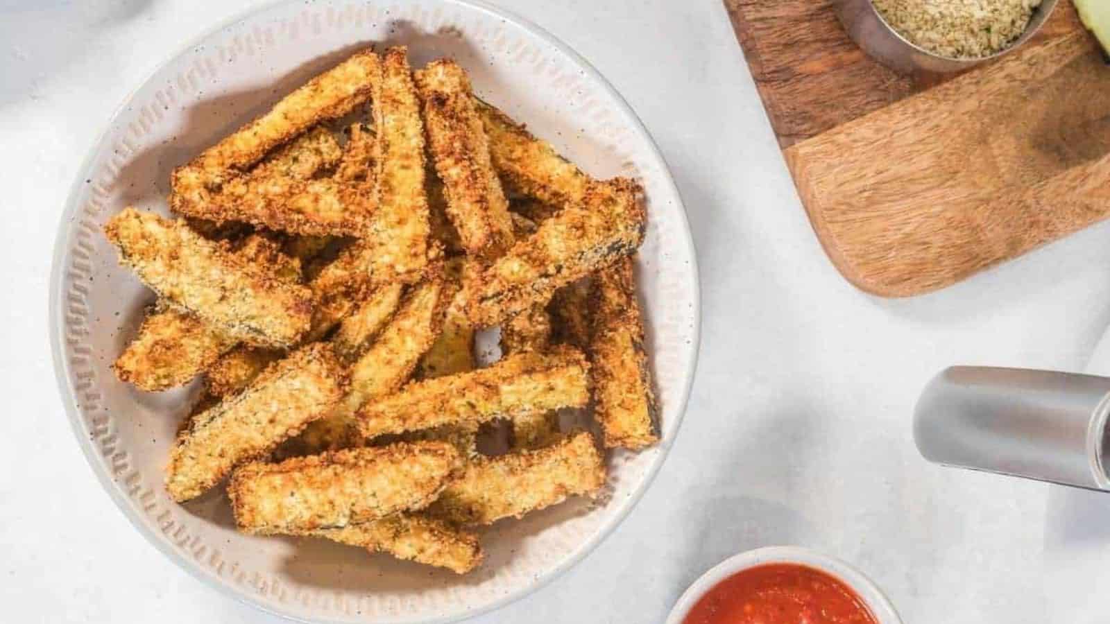 An image of air fryer eggplant fries.