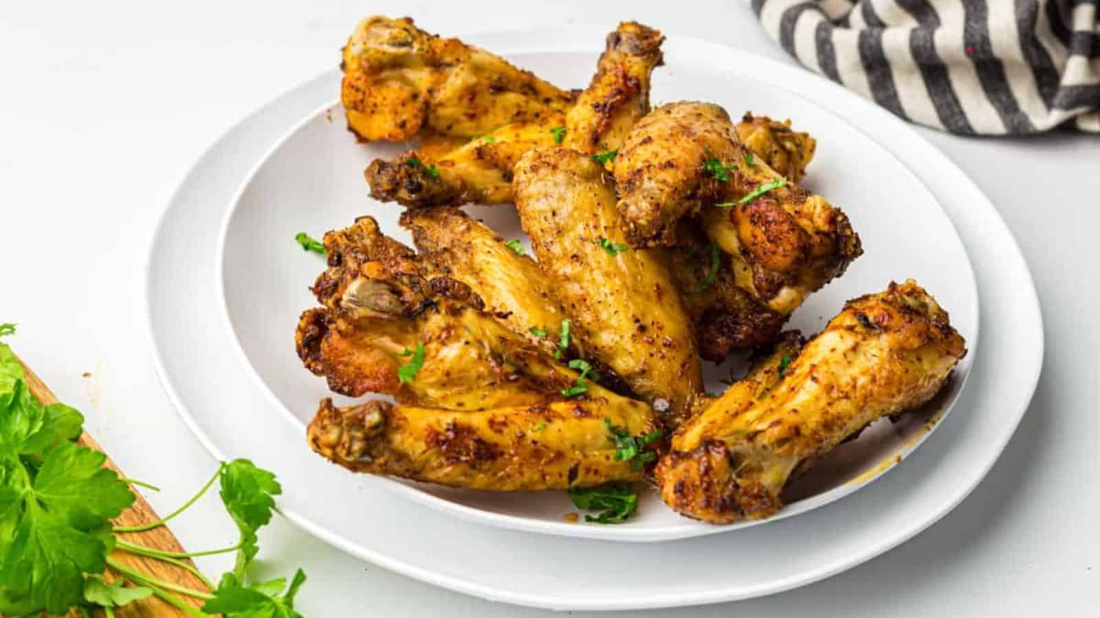 A plate of easy air fryer chicken wings.