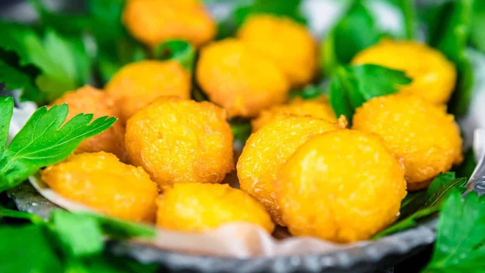 Keto Fried Cheese Balls with parsley.