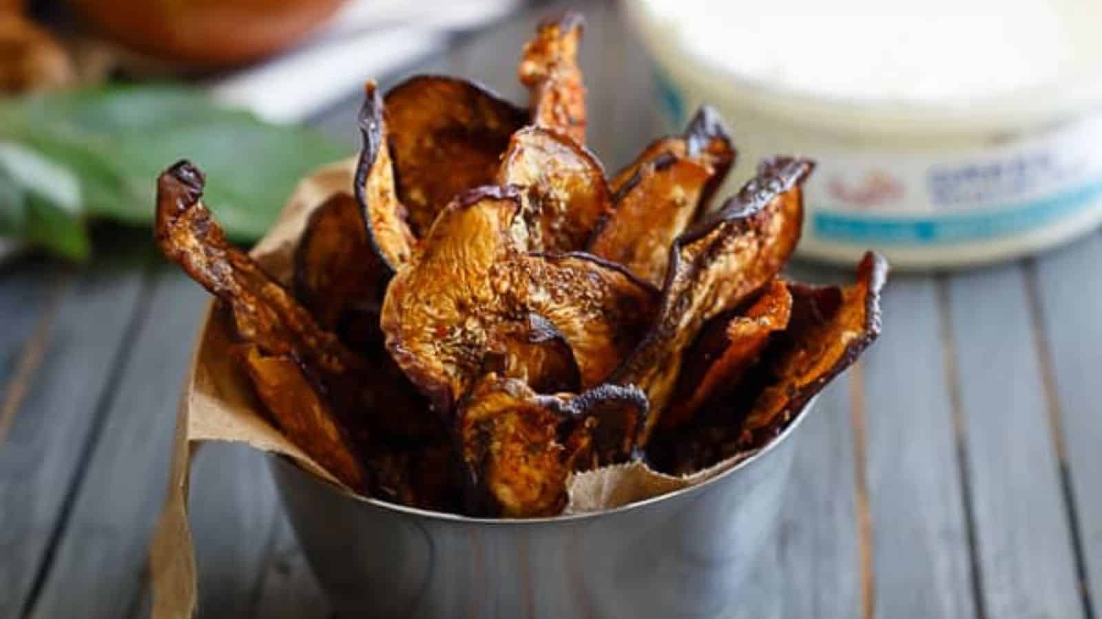 An image of Mediterranean eggplant chips.