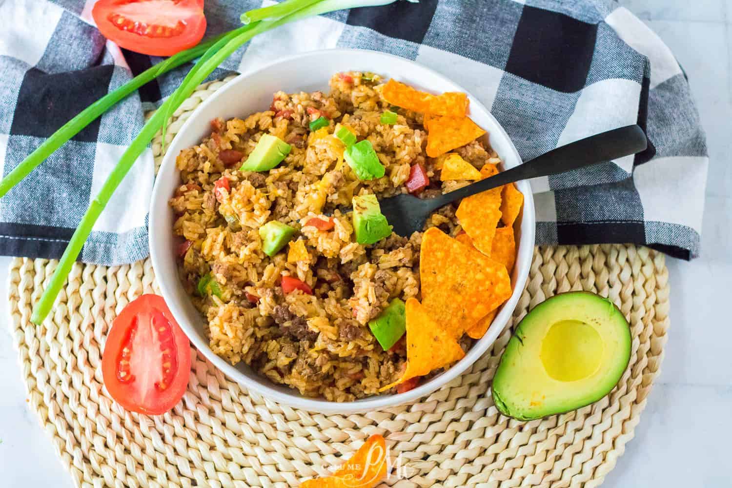 Flat lay of Fajita Rice in a bowl.