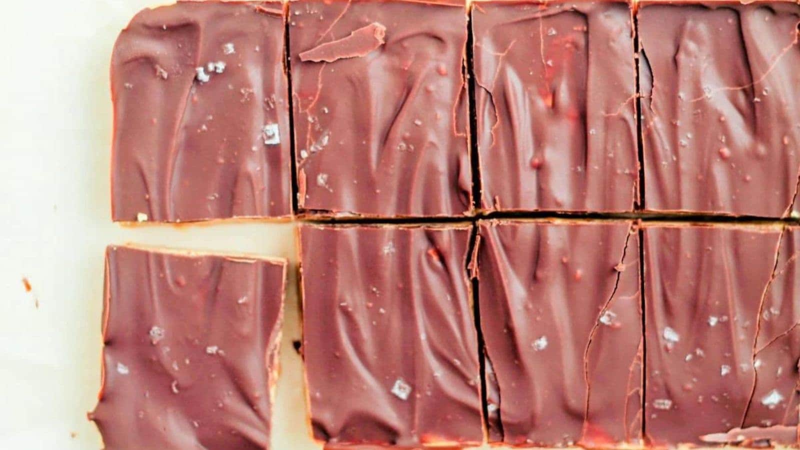 Overhead image of protein fudge cut into bars.