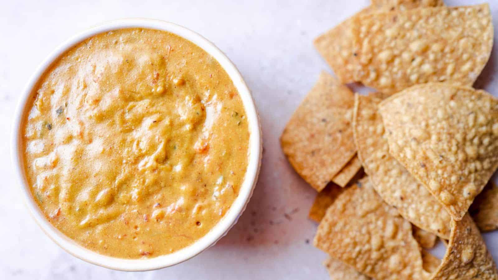 A bowl of super easy vegan queso.