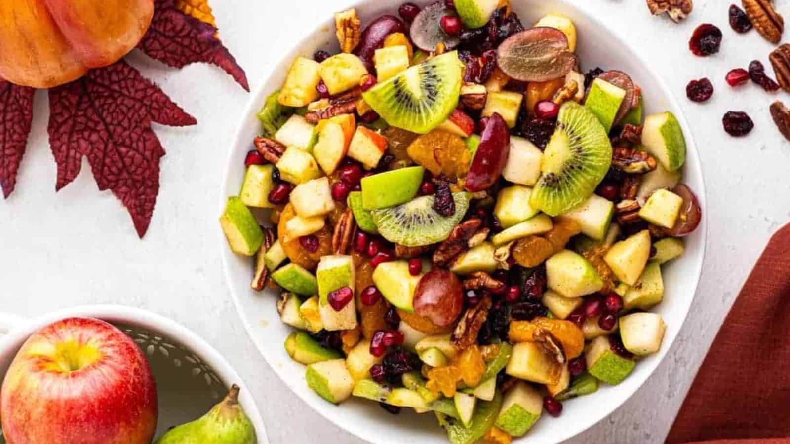 A bowl of Thanksgiving fruit salad.