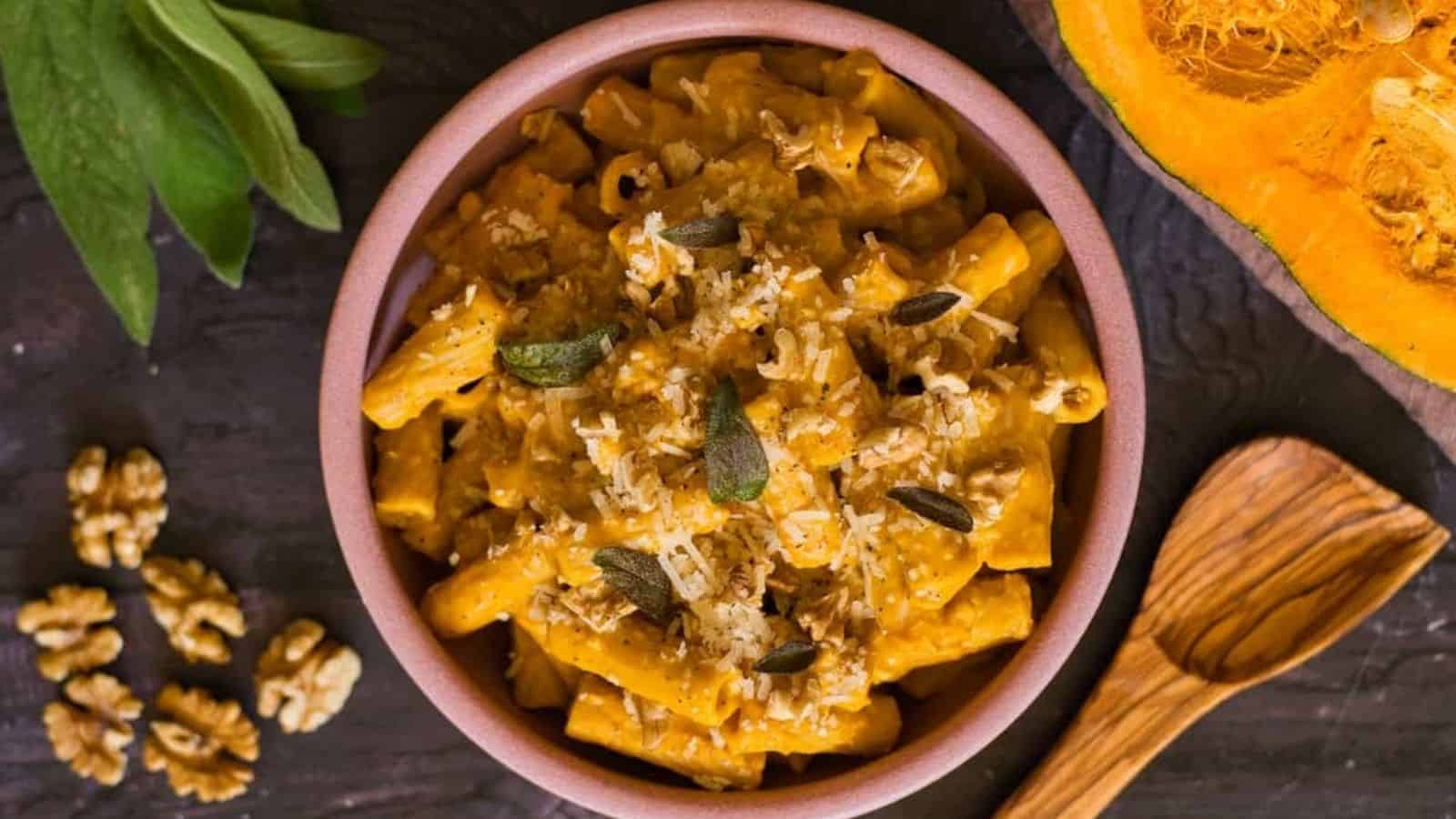 Bowl of Pumpkin Sage Pasta.