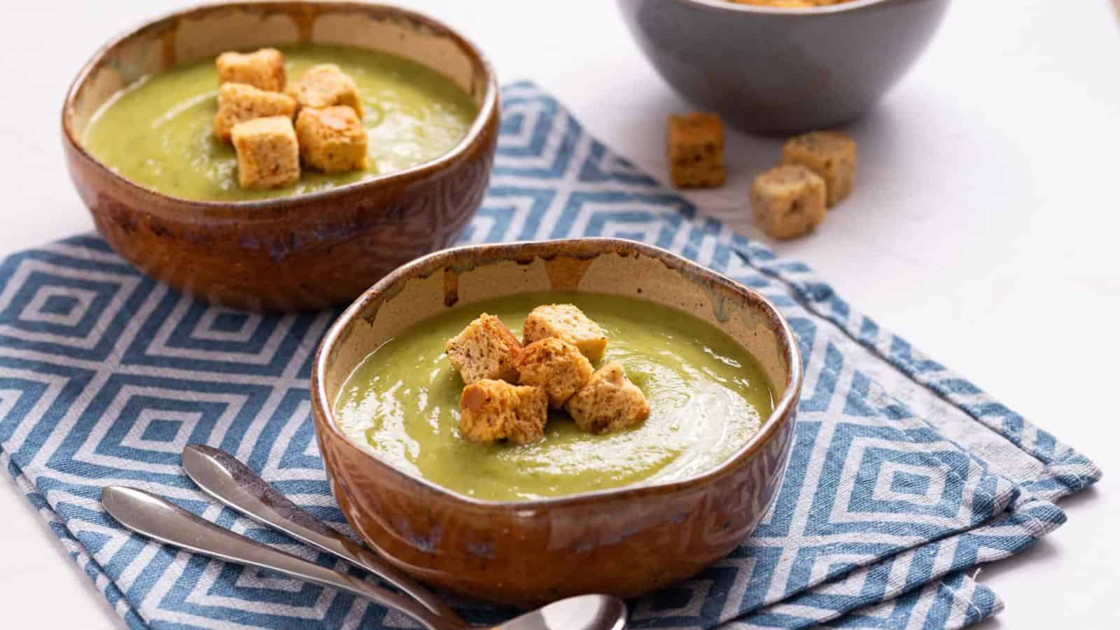 An image of zucchini soup in a bowl.