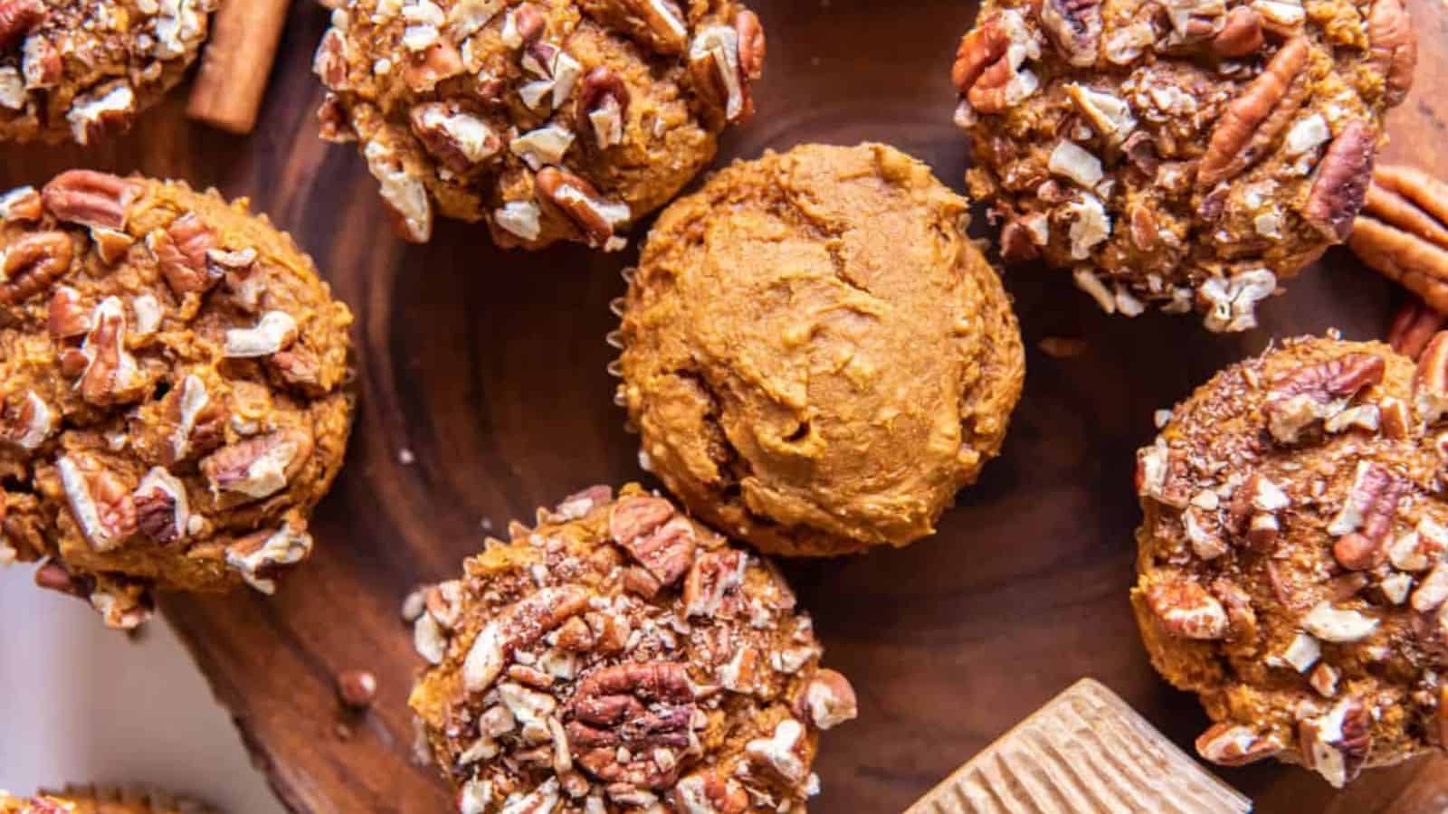 Top view of 3 Ingredient Pumpkin Muffins.