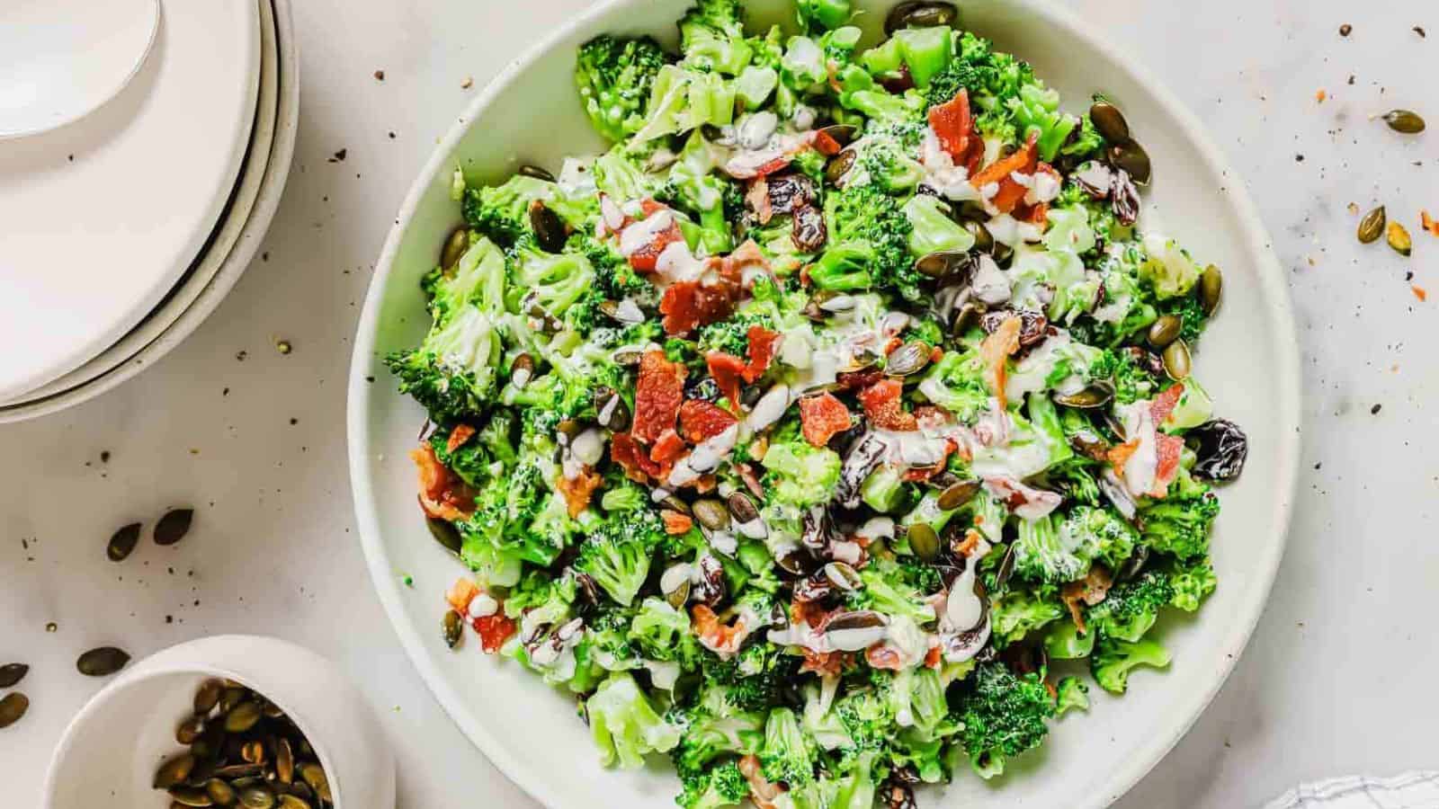 A plate of Broccoli Raisin Salad.