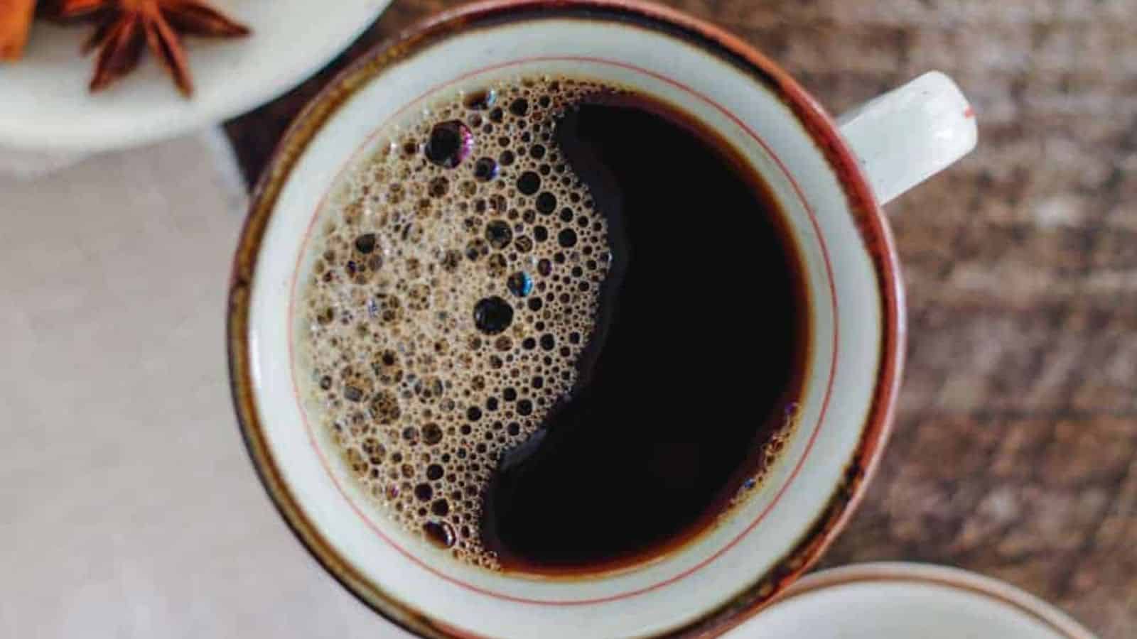 An overhead image of a cup of Chai Coffee.