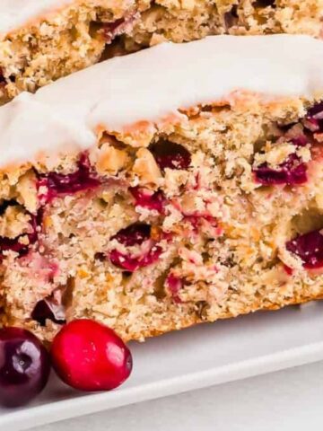 A slice of Cranberry Orange Bread.