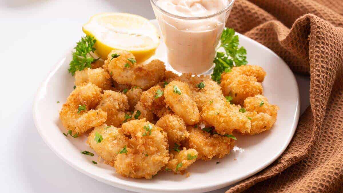 Panko shrimp with dipping sauce.