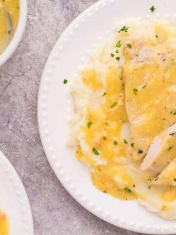 A plate of Crockpot Ranch Pork Chops.