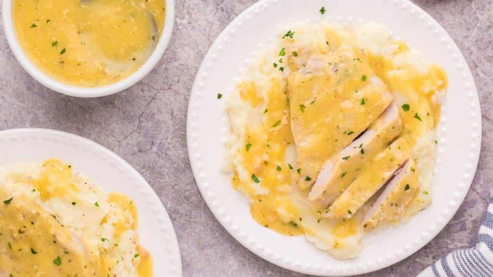 A plate of Crockpot Ranch Pork Chops.