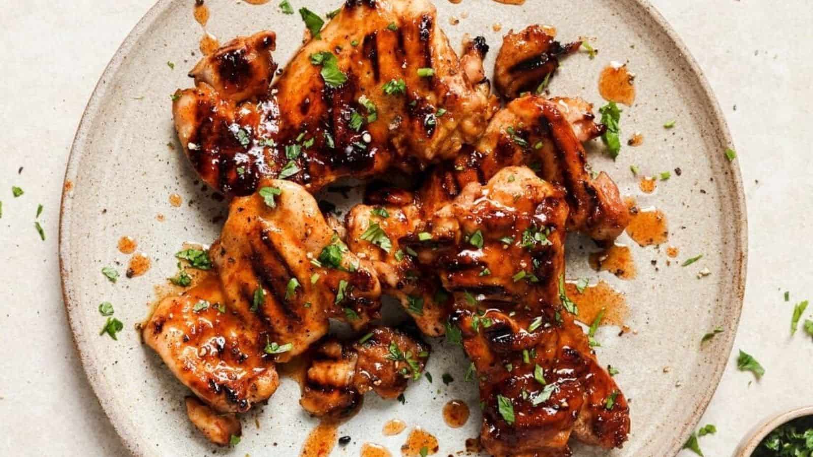 A plate of Grilled Hot Honey Chicken.