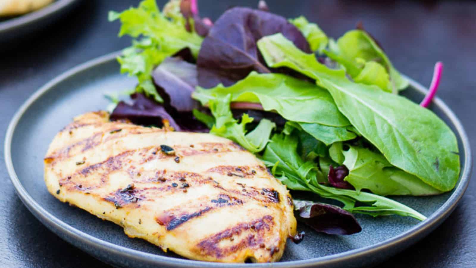 Overhead shot of grilled maple mustard chicken.