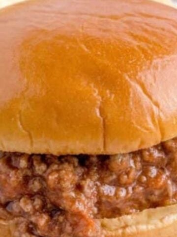Close-up image of homemade sloppy joe on a plate.