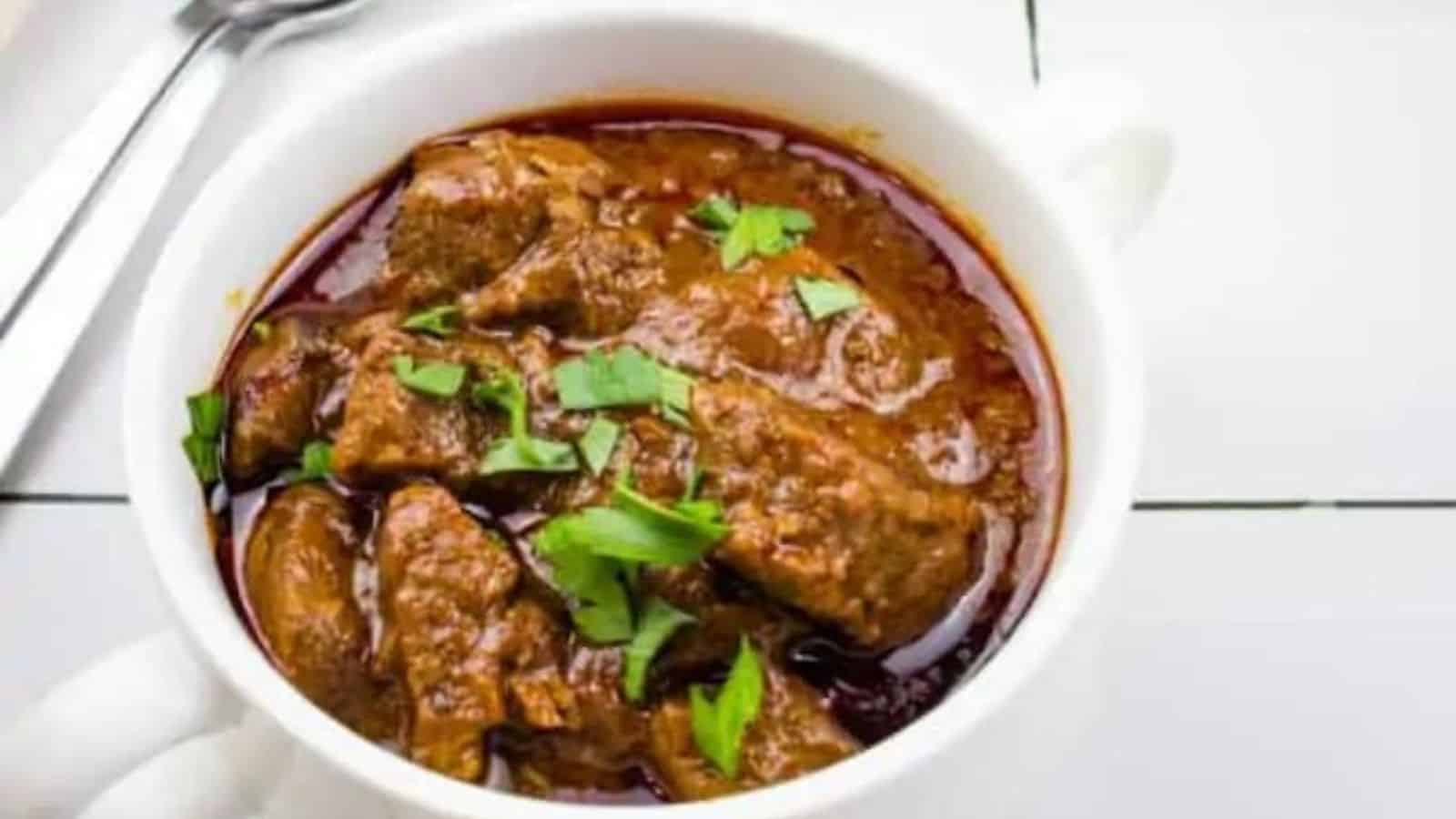 Hungarian goulash in a bowl.