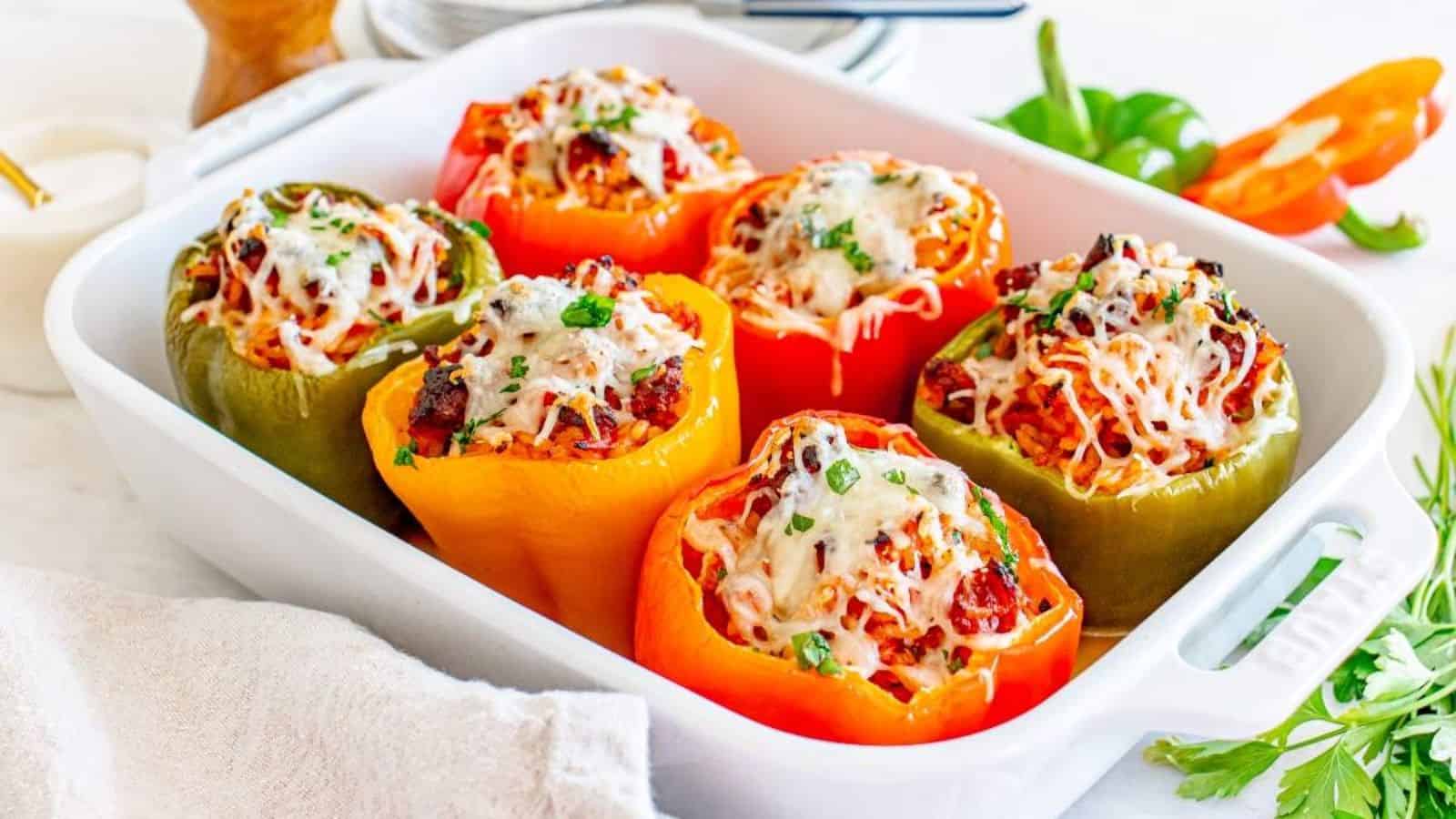 Six Italian Stuffed Peppers.