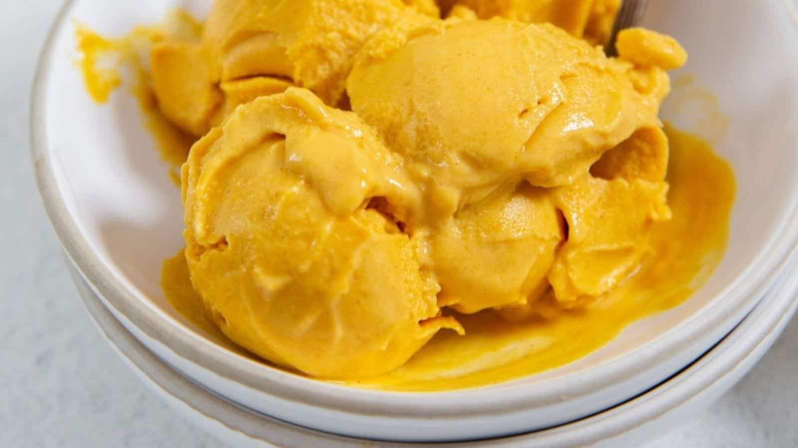 A bowl of Ninja Creami Pumpkin Ice Cream.