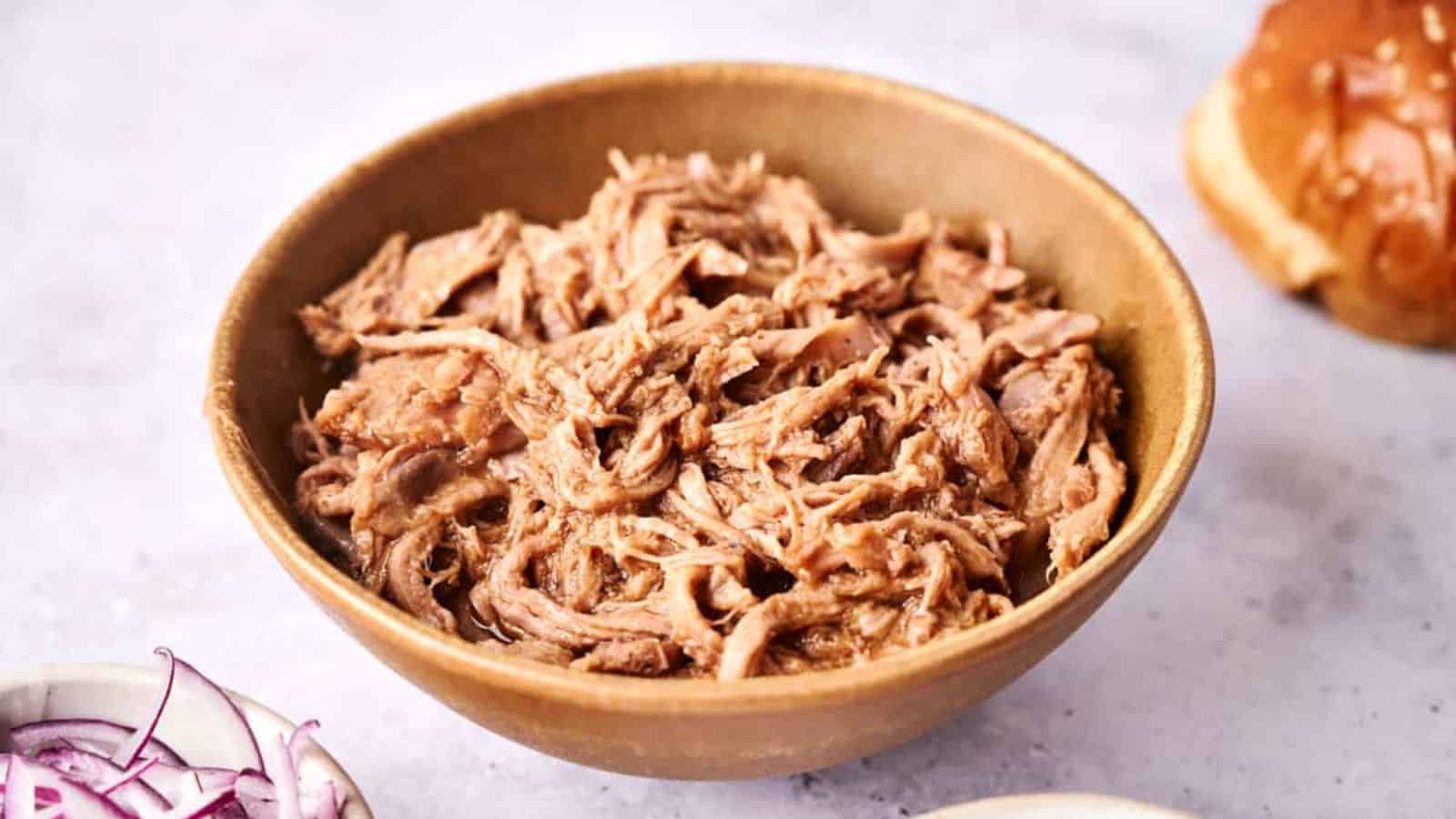 A bowl of Pulled Pork.