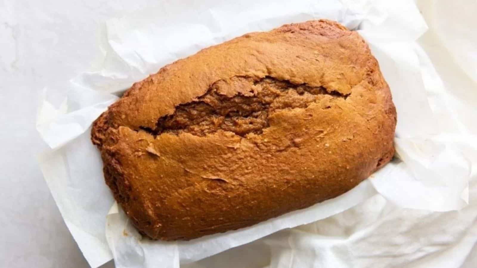 Top view of pumpkin bread with cake mix.