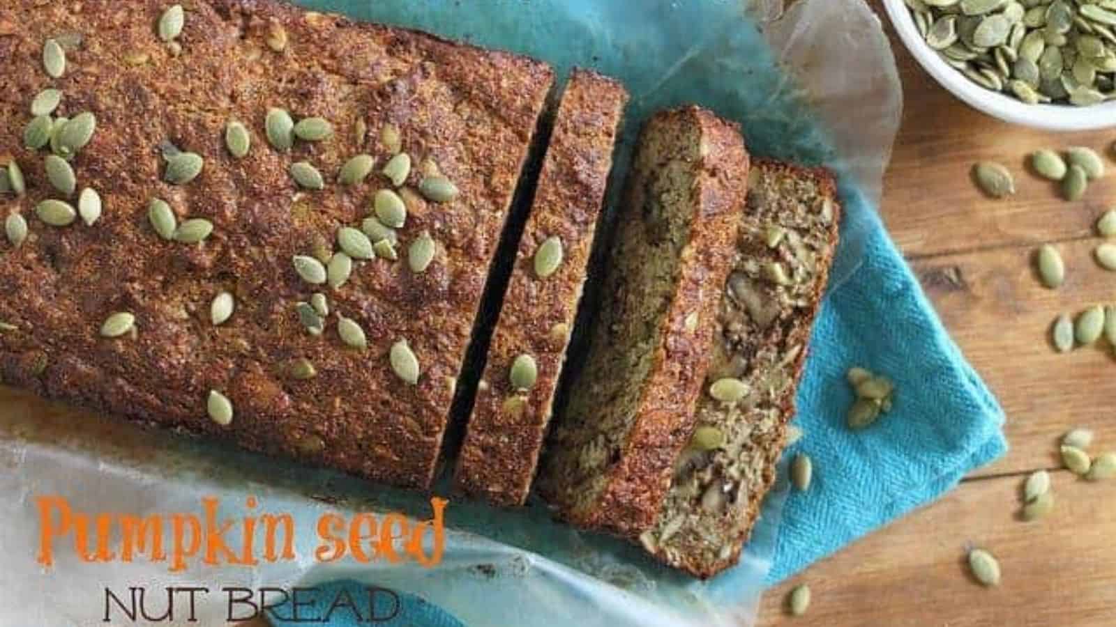 Top view of pumpkin seed nut bread.