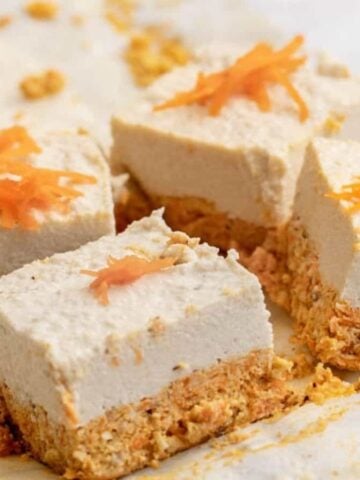 Raw vegan carrot cake slices.