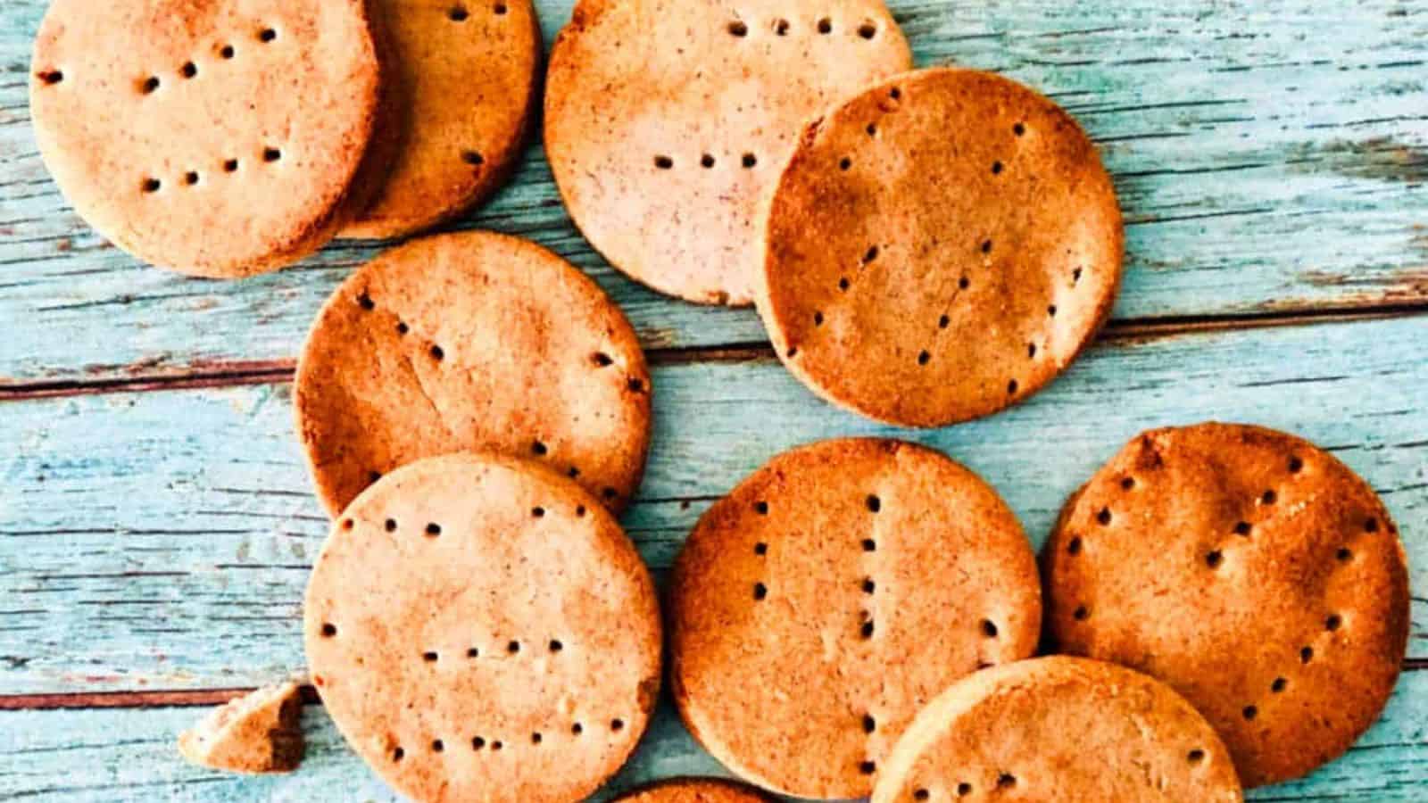 Close-up image of Singhara Atta Mathri.