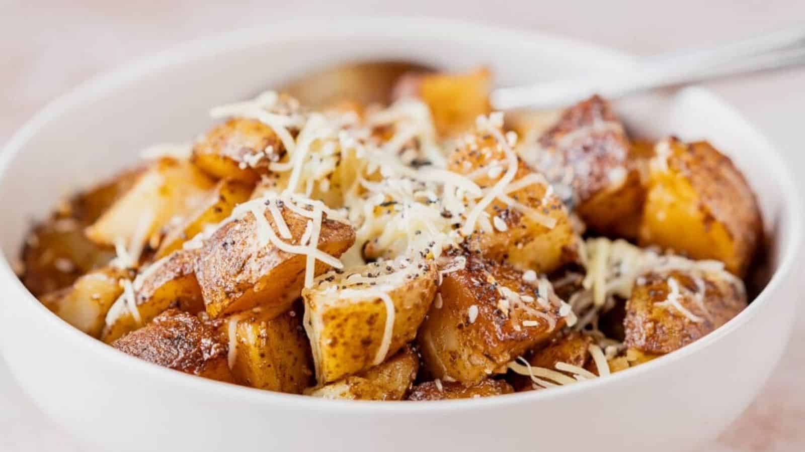 Slow cooker roasted potatoes in a bowl.