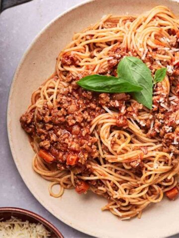 A plate of Spaghetti Bolognese.