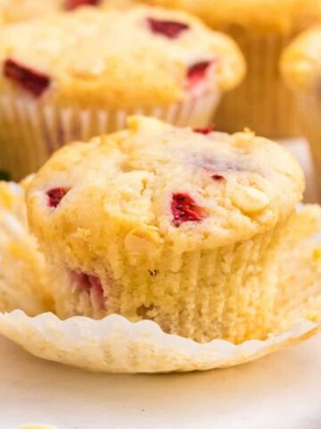 An image of strawberry white chocolate muffins.