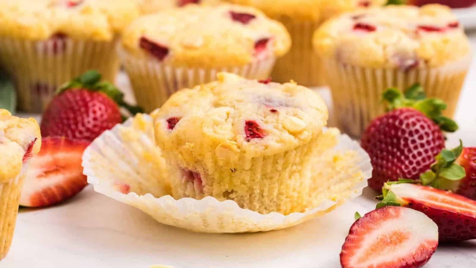 An image of strawberry white chocolate muffins.