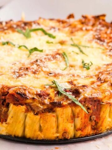 A whole Stuffed Rigatoni Pasta Pie.