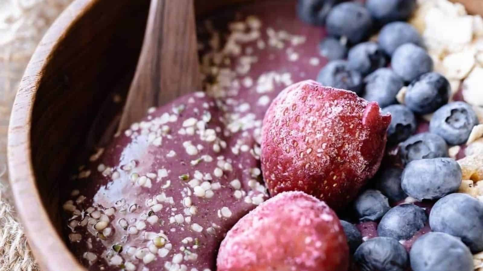 Close-up image of acai bowl.