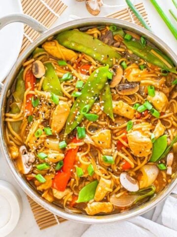 Top view of Chicken Lo Mein.