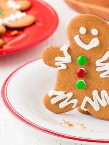 Gingerbread man cookies on a plate.