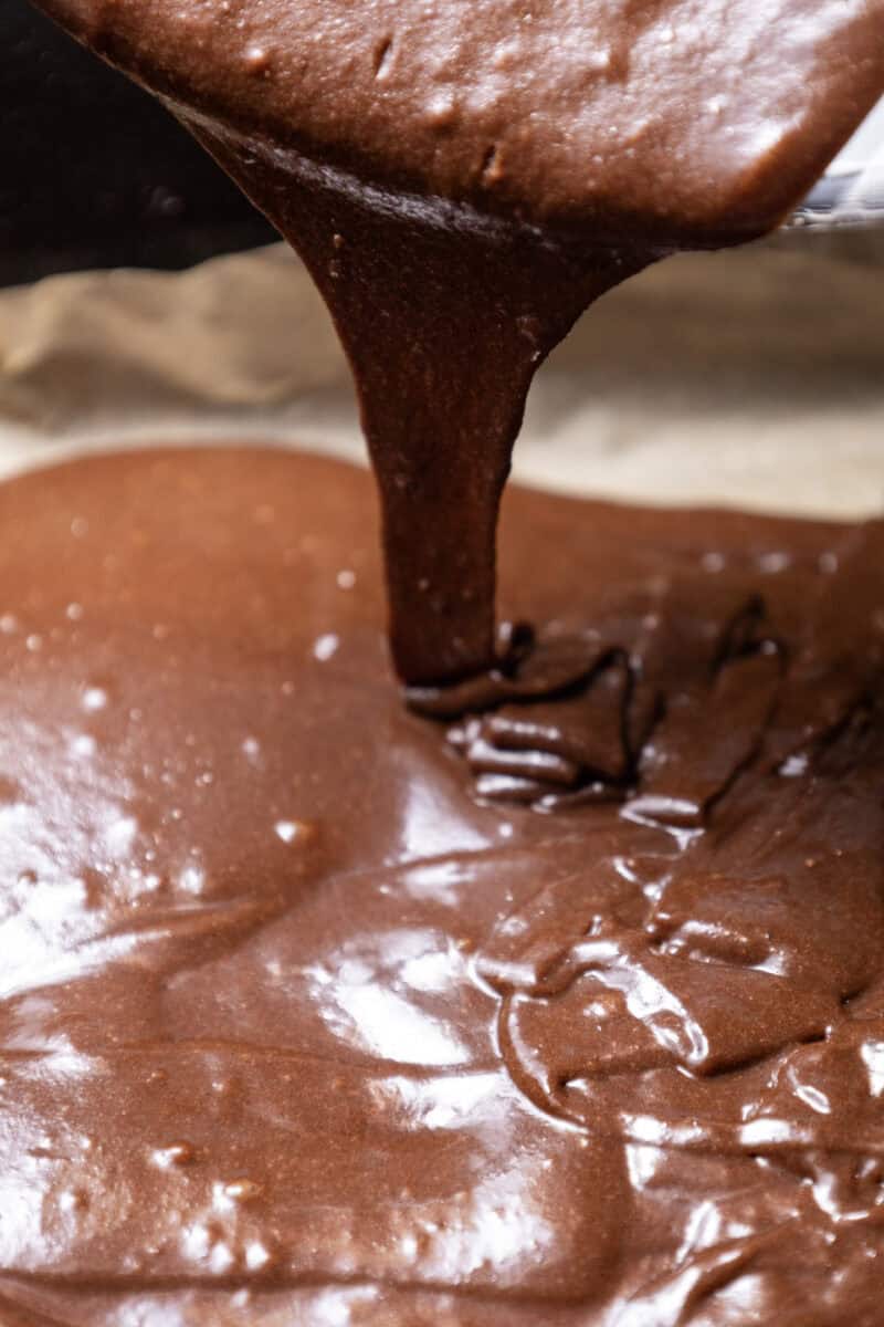 Close-up image of the batter being poured.