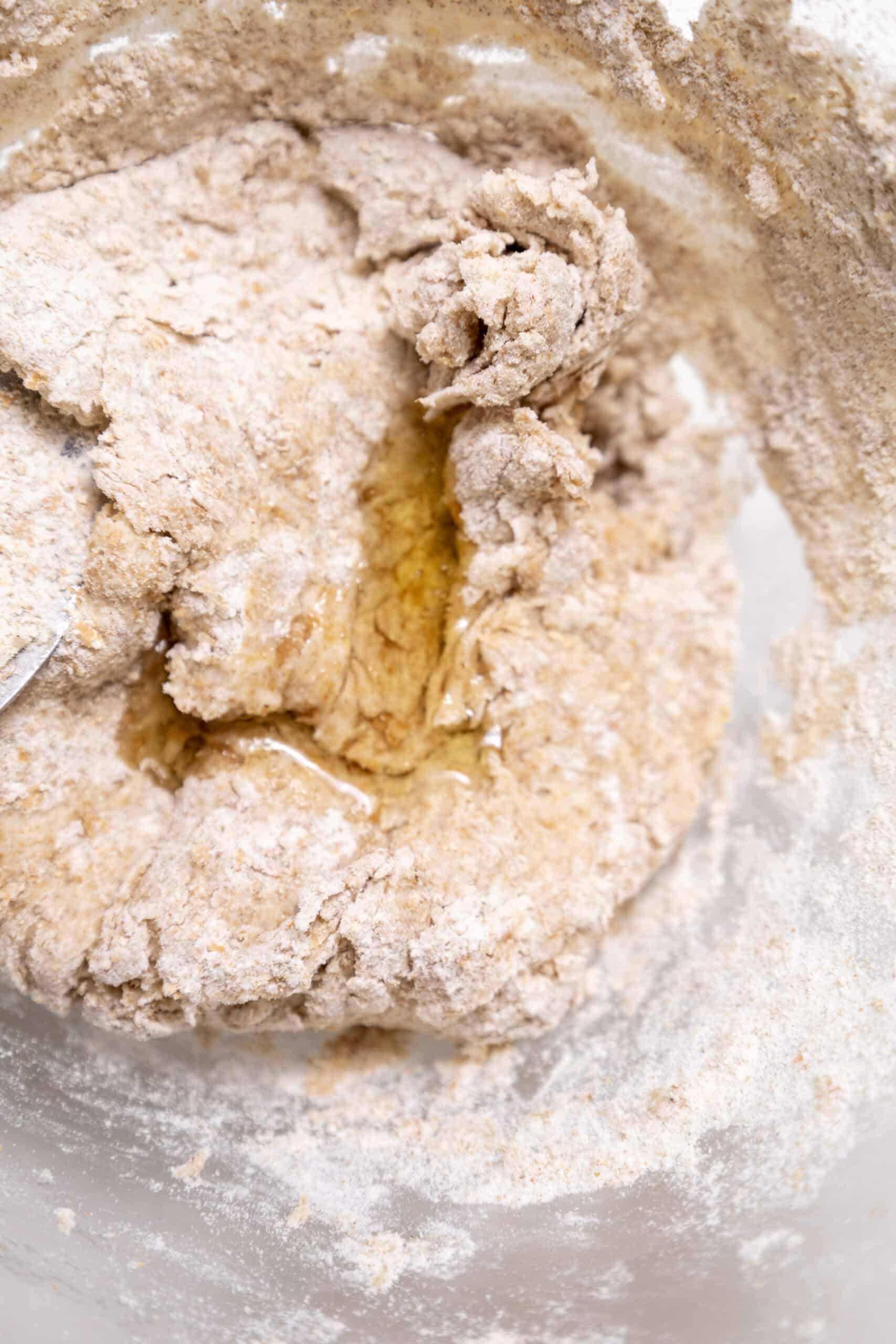 Close-up image of homemade Margherita pizza dough.