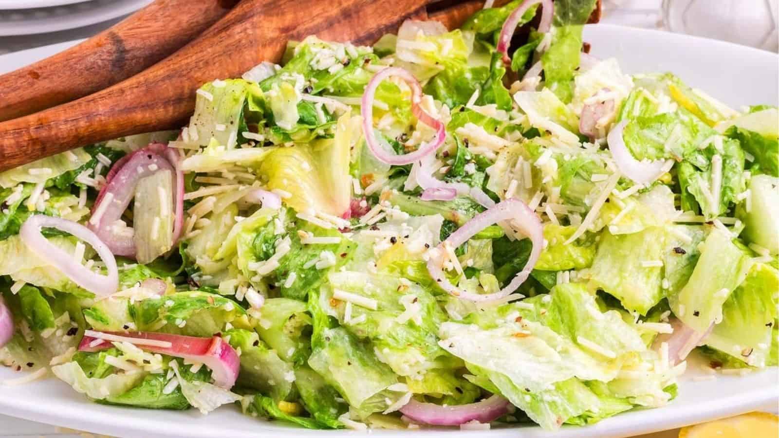 Close-up image of lemon parmesan chopped salad.