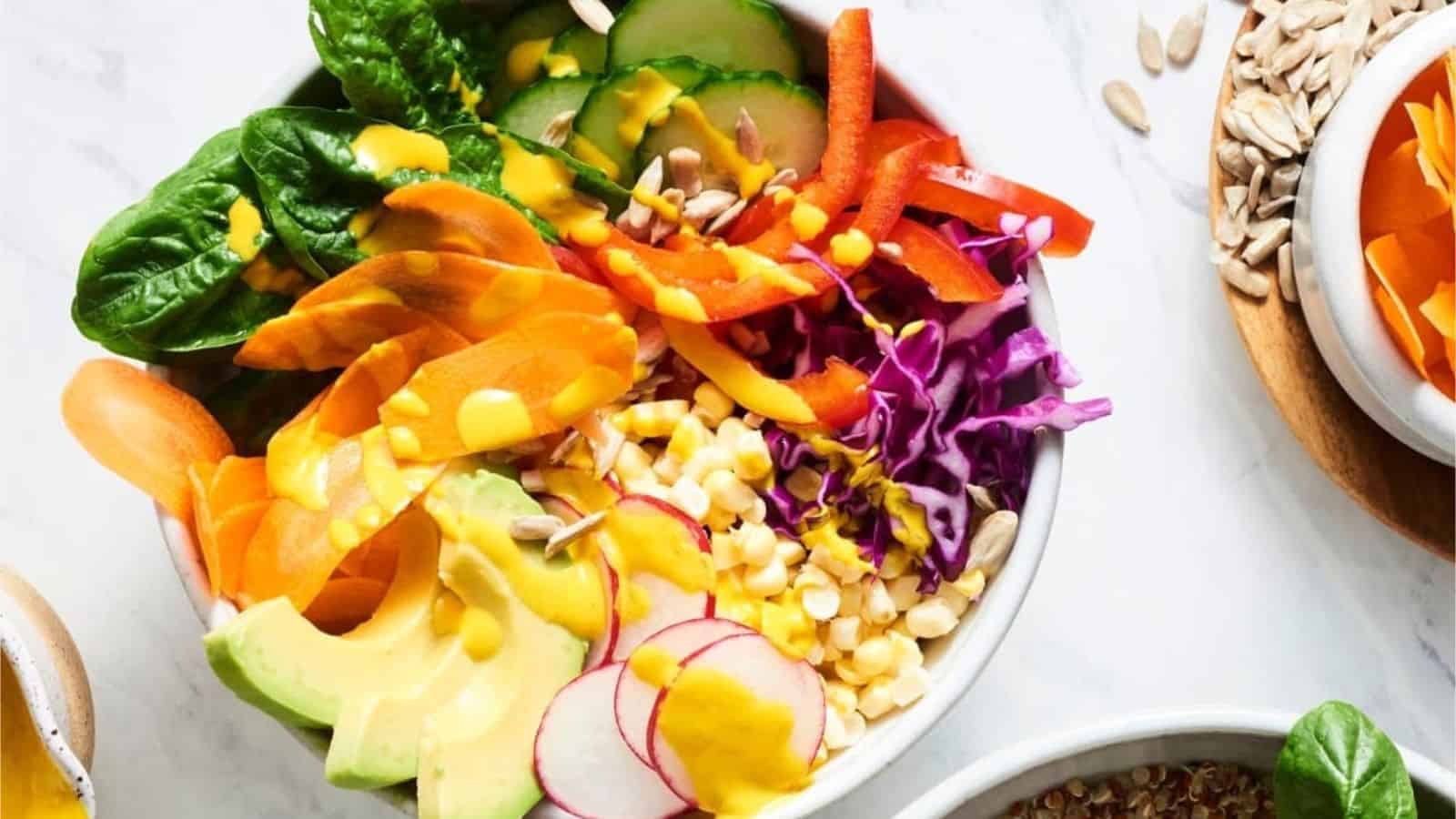 Top view of rainbow bowl.