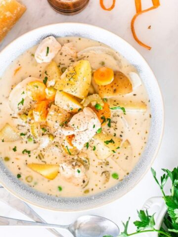 Top view of Slow Cooker Chicken Stew.