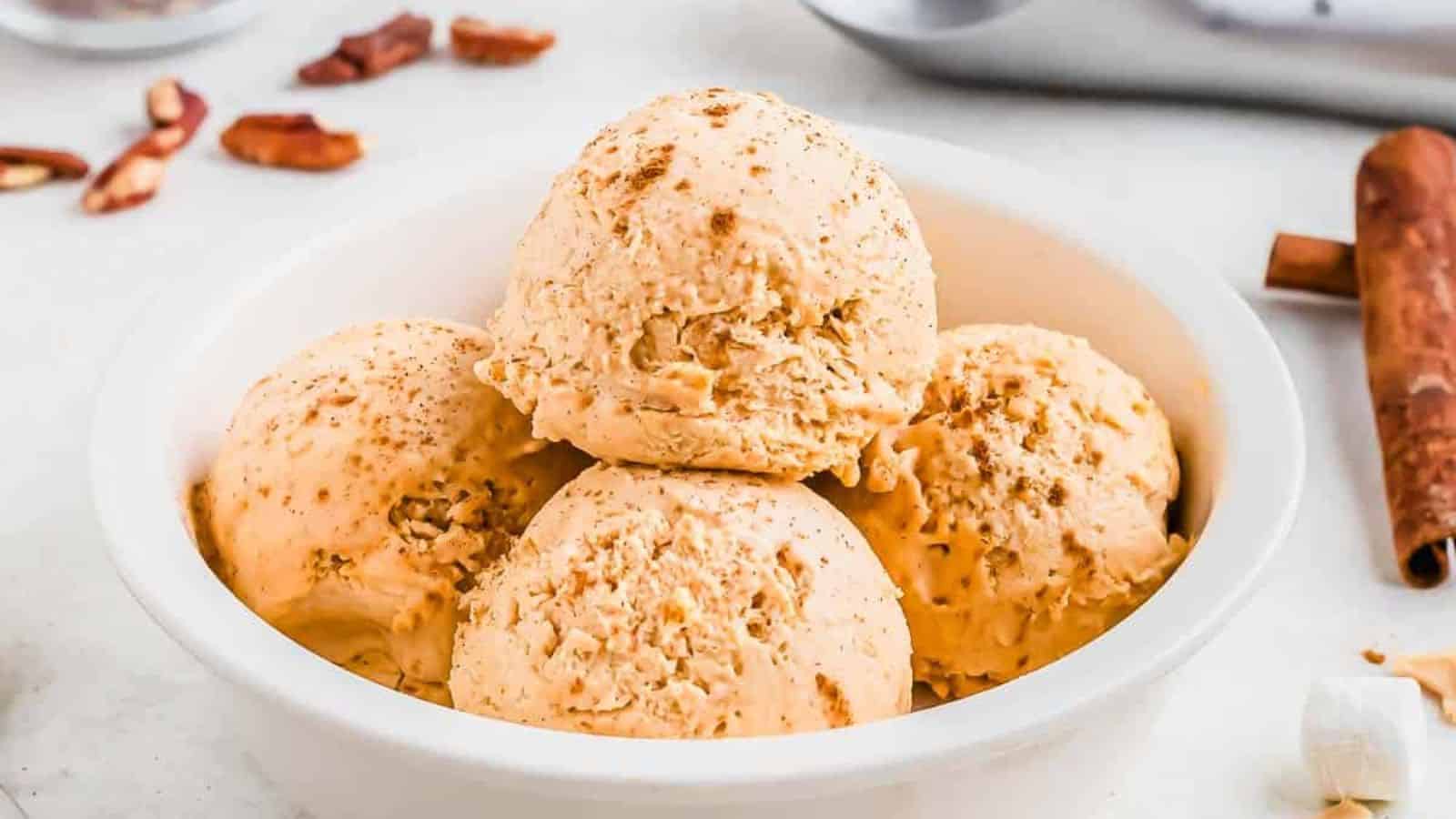 Scoops of Sweet Potato Ice Cream on a bowl.