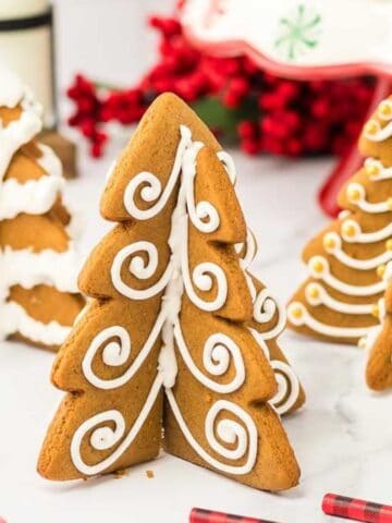 Three 3D Gingerbread Tree Cookies.