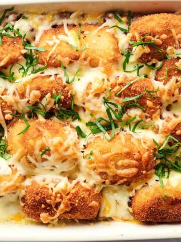 Top image of Air Fryer Tater Tot Casserole.
