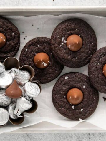 Top view of Chocolate Kiss Cookies.