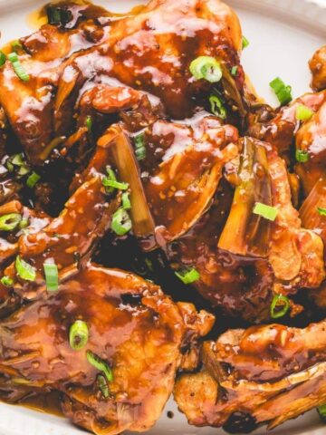 A plate full of Honey Ginger Chicken.