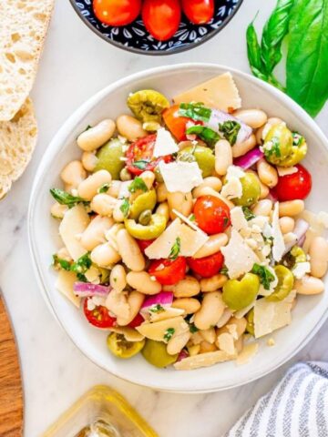 Top view of Italian White Bean Salad.