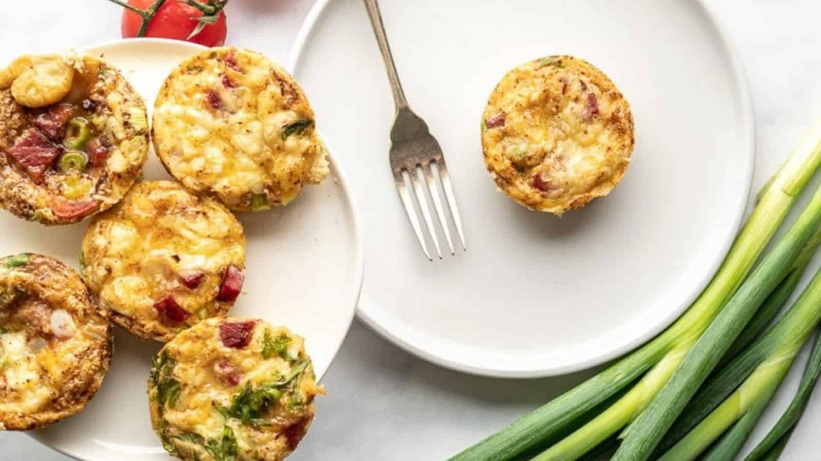 Overhead image of keto break fast muffins.
